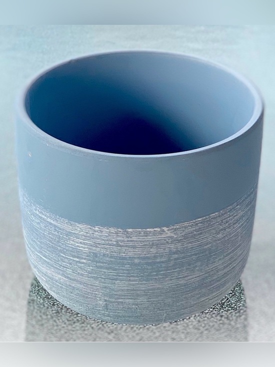 Other - Dusty Blue Whitewashed Round Ceramic Plant Flower Pot, 5"x4"